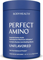 BodyHealth PerfectAmino - BCAA and EAA Powder for Pre and Post Workout - Amino Acid Energy Drink for Men and Women to Support Lean Muscle and Recovery - Unflavored (Lightly Sweetened) - 60 Servings