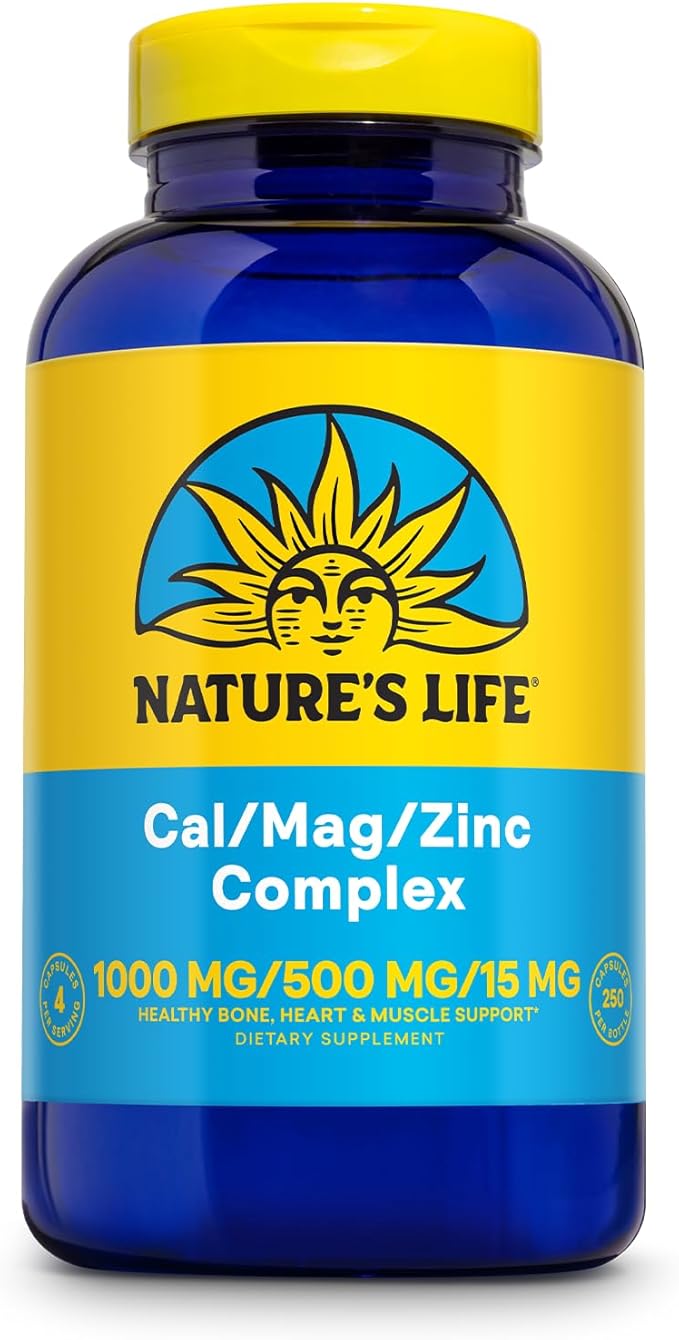 Nature's Life Cal Mag Zinc Complex - Calcium, Magnesium, & Zinc D3 Supplement, 800 mcg per Serving, Trace Mineral Support for Bones and Teeth, Vitamin Formula for Men and Women - 250 Count Tablets