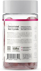 Snap Supplements Nitric Oxide Gummies - Beet Root Extract 300mg, Sugar Free Beetroot Supplement with Pomegranate Powder for Circulation & Natural Energy, 60 Vegan Gummies (2-Pack), Cherry Flavor