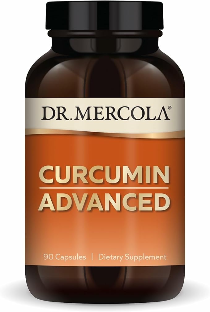 Dr. Mercola Curcumin Advanced - 500 mg Curcumin Root Extract - 95% Curcuminoids - For Vision Health, Digestion & Focus - Sustained Release - Non-GMO, Gluten-Free & Soy-Free - 90 Servings (90 Capsules)