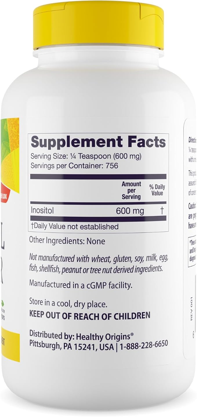 Healthy Origins Inositol Powder, 454 g - for Skin, Hair & Nail Health - Vitamin B8 Powder Supplement - Part of The B Complex Family - Vegan, Non-GMO & Gluten-Free Supplement - 16 Oz
