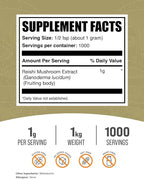 BulkSupplements.com Reishi Mushroom Extract Powder - Reishi Mushroom Powder, Supplement for Overall Well-Being - Gluten Free, 1g per Serving, 1kg (2.2 lbs) (Pack of 1)