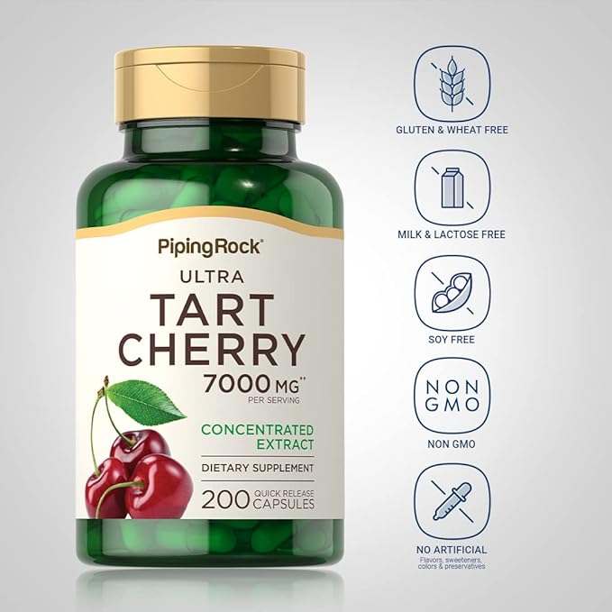 Piping Rock Tart Cherry Extract Capsules | 200 Pills | Ultra Strength | Non-GMO, Gluten Free Supplement