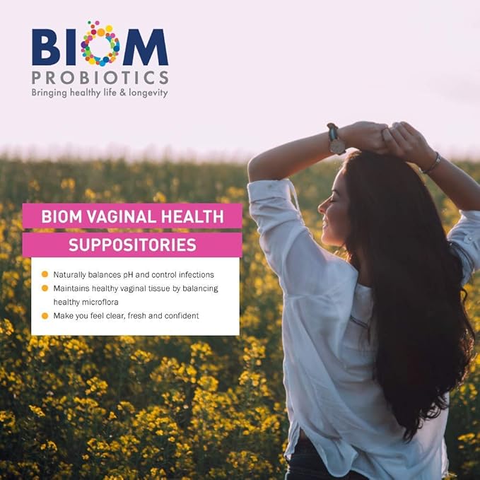 Biom Vaginal Probiotic Suppository: Natural Vaginal pH and Odor Control Regimen; Balance and Nourishes Vaginal Lactobacillus Flora ; No Parabens, Fragrance-Free (15)