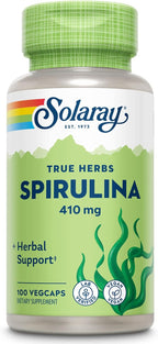 SOLARAY Spirulina 410mg | Algae Superfood Supports Energy, Vitality & Overall Health | 100ct, 100 Serv.