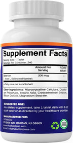 Vitamatic Yeast Free Selenium 200mcg as Selenomethionine Supplement Essential Trace Mineral with Superior Absorption 240 Tablets