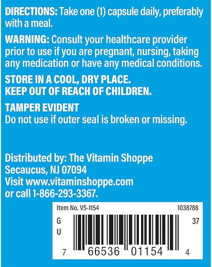 The Vitamin Shoppe Pantothenic Acid 500mg Vitamin B5 - Energy Production & Hair Skin Nails | Essential B Vitamin | 100 Capsules | Beauty