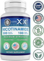 Genex Formulas Nicotinamide 500mg (3-Pack) Vitamin B3 Flush Free Niacin Capsules for Healthy Skin - Niacinamide Supplement Pills help Produce Keratin & Support Skin Cell Health & Energy (300 Capsules)