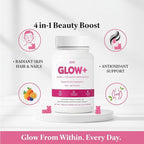 Jovi Nutrition Glow+ NAD+ & Collagen Gummies,Multi-Type Hydrolyzed Collagen Peptides with Resveratrol, Hyaluronic Acid, Vitamin C & E, Skin, Hair & Nail Nutritional Support