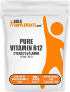 BulkSupplements.com Pure Vitamin B12 Powder - as Cyanocobalamin, Vitamin B Supplements, Cyanocobalamin B12 Supplement - Pure Product, Multiple Servings, 25g (0.88 oz) (Pack of 1)