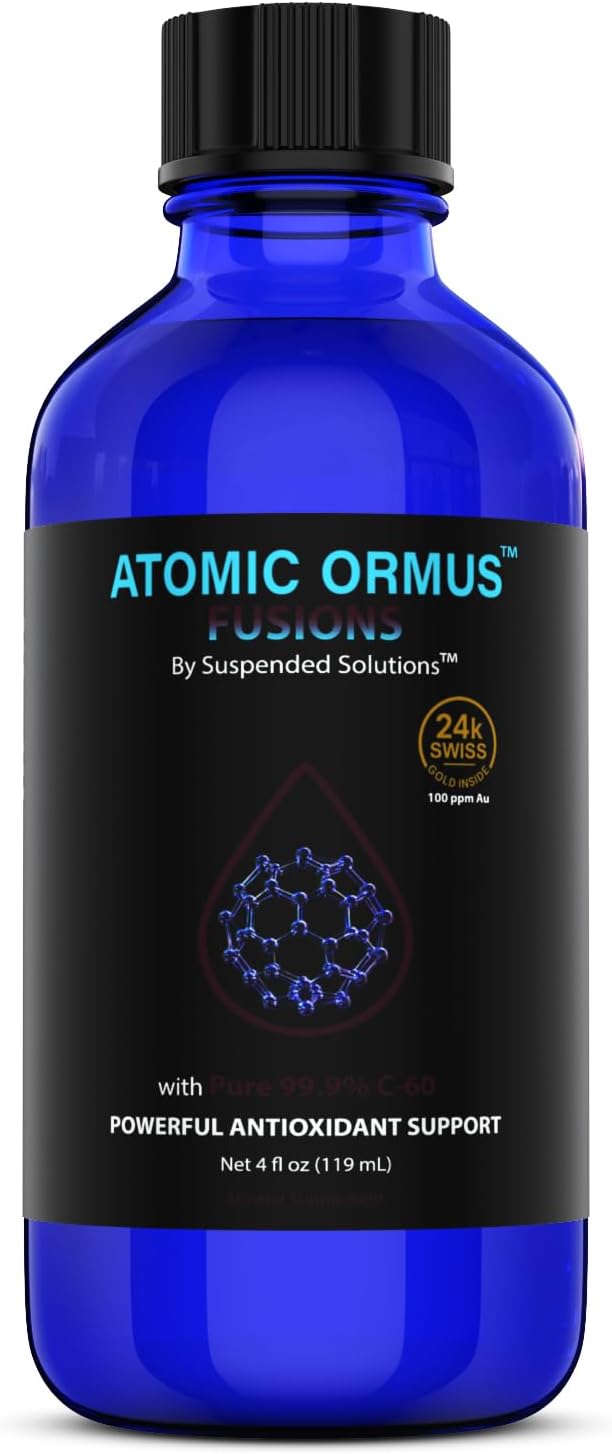 Atomic ORMUS Fusions C60 Monoatomic Gold – 4oz Liquid, 99.9% Pure C60 Carbon 60 + 24k Gold ORMUS, Solvent Free, Energy & Longevity Supplement