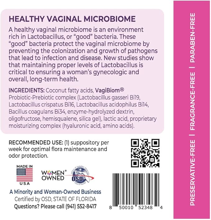 VagiBiom Probioitc Suppository Convenient Travel Pack with 2 Suppositories: Microbiome Flora Balance. Odor Control Regimen; Balance and Nourishes Healthy Flora