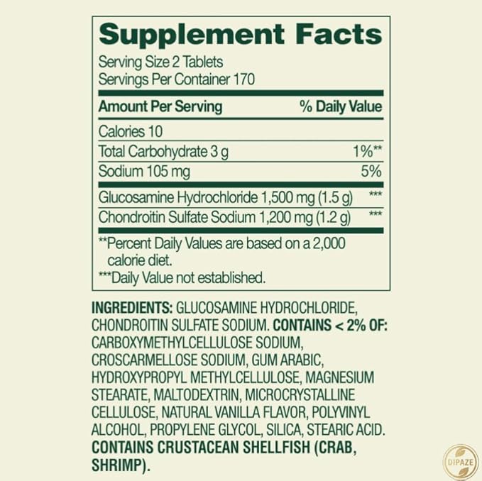 Spring Valley Glucosamine Chondroitin Dietary Supplement Tablets, Triple Strength Formula, 340 Count + Dipaze Gift (Container)