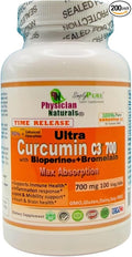 Ultra Curcumin C3 Time Release w Bioperine and Bromelain Time Release 700mg 100 Veg.tabs Max Absorption