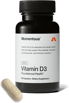 Momentous Vitamin D3 Supplement - 5,000 IU Capsules for Foundational Health Support - NSF Certified for Sport - Gluten Free - 60 Servings