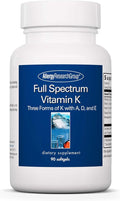 Allergy Research Group Full Spectrum Vitamin K - Supports Bone Metabolism & Circulatory Function - Vitamins K1, MK-4 & MK-7 with Vitamins A, C & D - 90 Servings - 90 Capsules