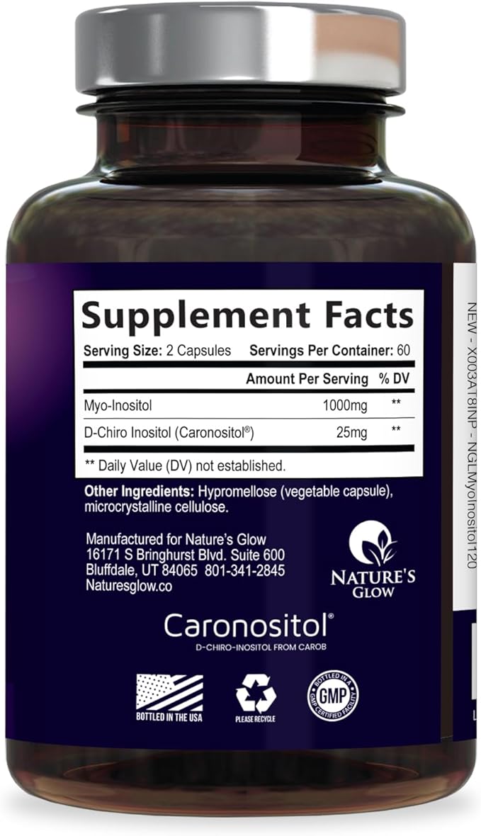 Myo-Inositol & D-Chiro Inositol 1025mg - 40:1 Ideal Ratio for Ovarian Support, Vegan Myo & D Chiro Supplement for Women's Natural Balance and Hormone Support, Vitamin B8, Non-GMO - 120 Capsules