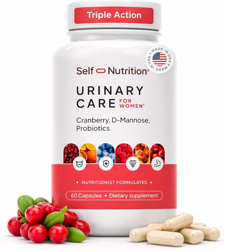 UTI D Mannose with Cranberry & Probiotics for Women | 3 in 1 Supplement, Supports Urinary Tract Health & PH Balance | Effective & USA Made | Vegan, Non-GMO (60 Capsules)