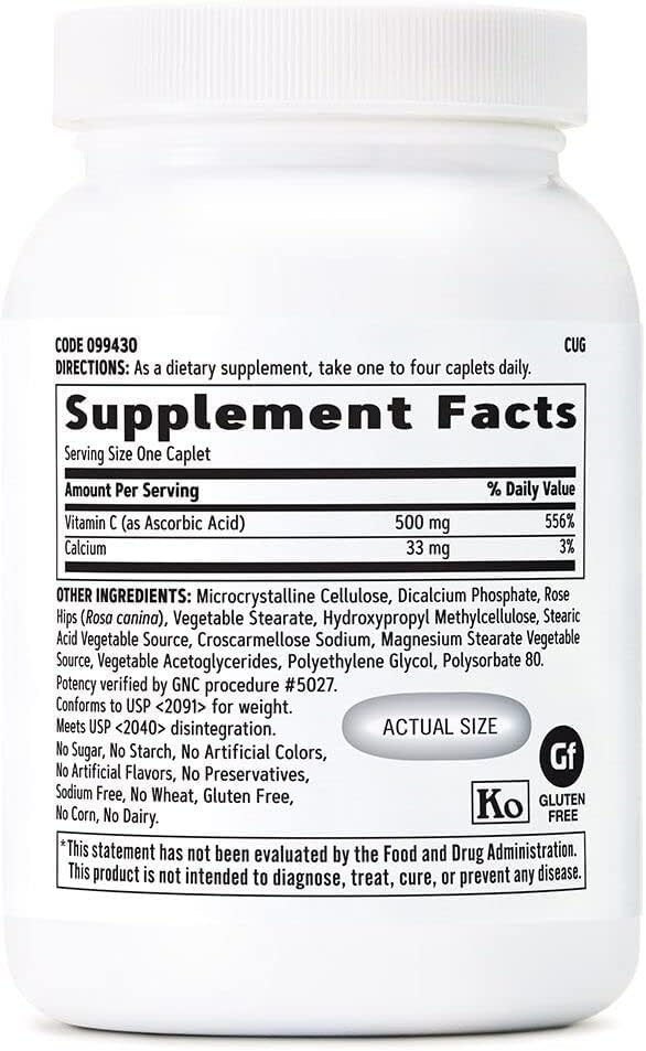GNC Vitamin C 500mg, Provides Immune Support, 250 Caplets