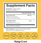Natgrown Organic Maca Root Powder Capsules - Black, Red & Yellow - 1500 mg per Serving - Gelatinized Peruvian Maca Supplement - Non-GMO, Gluten-Free, Vegan - (120 Count)