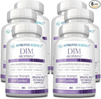Approved Science DIM - Estrogen Metabolism Support - DIM, Broccoli Sprout, Mustard Seed, Calcium, BioPerine - Vegan - 6 Bottles - 360 Capsules