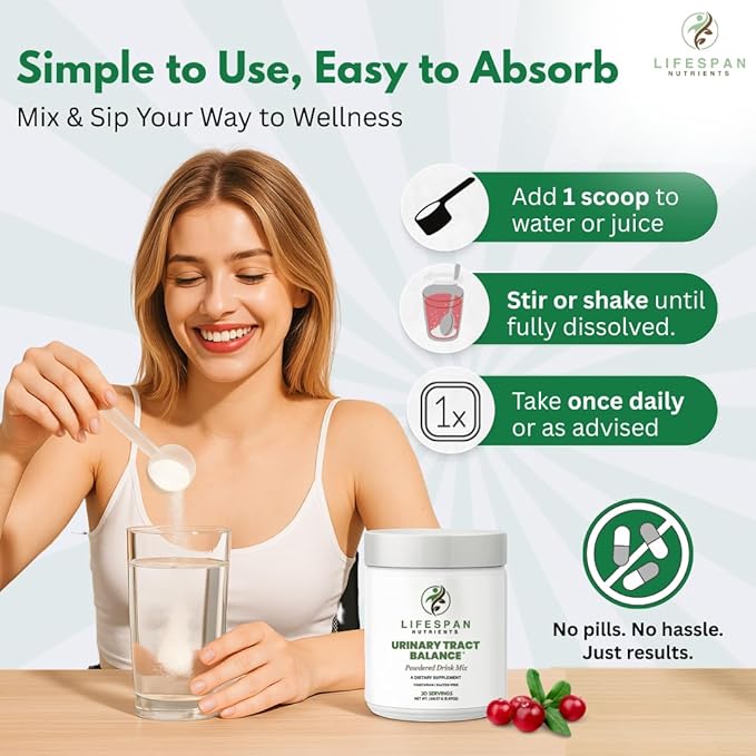 D Mannose with Cranberry and Probiotics Powder Supports Urinary Tract and Bladder Health Easy Mix Drink Vegan Gluten Free 30 Servings