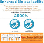 Super Curcumin C3 1000 with Bioperine® | 1000 mg High Absorption Curcumin | 95% Curcuminoids | Joint & Mobility Support | 100 Veg Caplets | Non-GMO, Gluten Free*