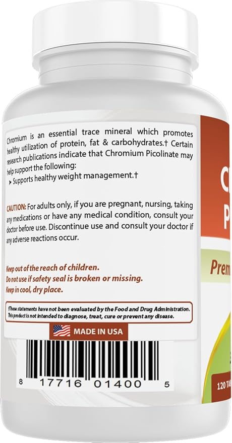 Best Naturals Chromium Picolinate 1000 mcg 120 Tablets (Pack of 2)