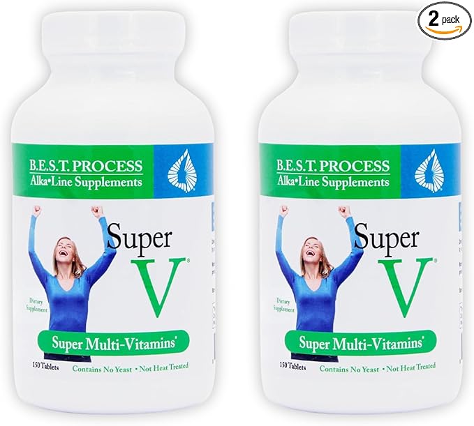 SuperV (2 Pack) Best Process AlkaIine — Energizing & Detoxifying Multivitamin — Vitamins & Minerals with Digestive Enzymes, Superfoods and Herbs