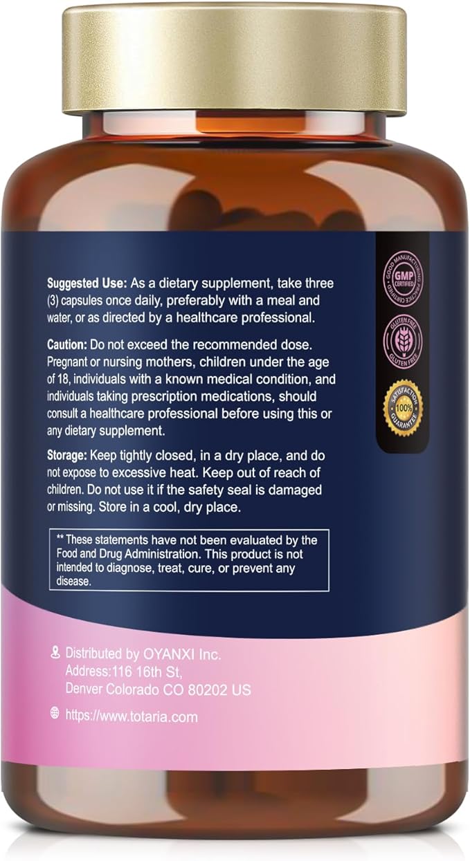 Totaria Inositol Supplement for Women with Vitamin D3, Folate, 40:1 Ratio Myo-Inositol & D-Chiro Inositol Complex, (Vitamin B8) Inositol Capsules, Pack of 2