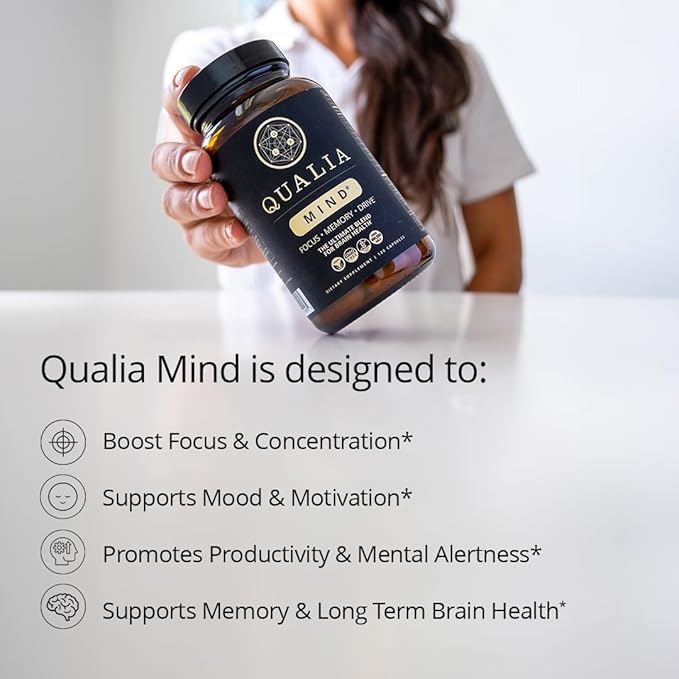 Qualia Mind — Beat Brain Fog | Doctor-Formulated Premium Brain Nourishment | Fuel Focus, Drive & Energy | 32 Ingredients Including Lion’s Mane, Cognizin™️, Ginkgo & More| 2 Week Supply*