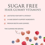 Hair Vitamins Gummies - Sugar Free Hair Growth Support Gummy with Biotin 5000 mcg Per Serving, Vitamin A, B12, C, D, E, Folic Acid - Supports Strong Beautiful Hair and Nails, Vegetarian - 60 Gummies