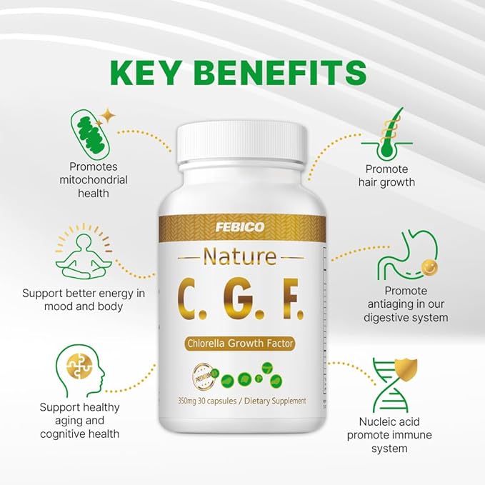 Chlorella Growth Factor CGF Capsules, 350mg, 30 Count, Non-GMO Vegan Supplement for Immunity & Cognitive Health Natural Spermidine Superfood