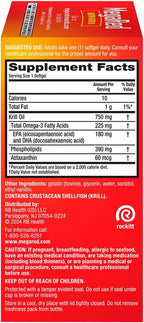 MegaRed Ultra Concentrate 750mg Omega-3 Krill Oil Fatty Acid Supplement with EPA/DHA, Antioxidant Astaxanthin, No Fish Oil Aftertaste Supports Heart Health, 80 Count Softgels (2 Pack)