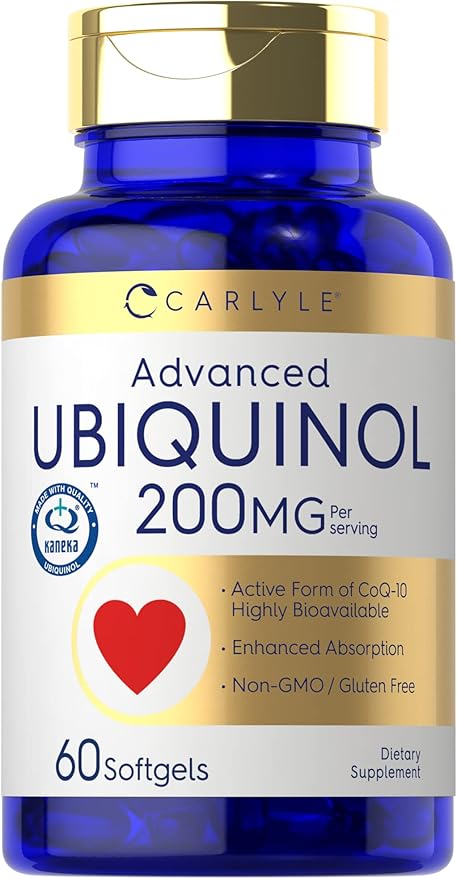 Carlyle Ubiquinol 200mg | 60 Softgels | High Absorption | Active Form of CoQ10 | Non-GMO, Gluten Free Supplement