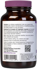 Bluebonnet Vitamin B Complex Full Spectrum B Vitamins - Energy Support - Complete Vit B Inositol Biotin Riboflavin Folate as Folic Acid Choline B6 & B12 - Vegan, Gluten-Free - 100 Vegetable Capsules