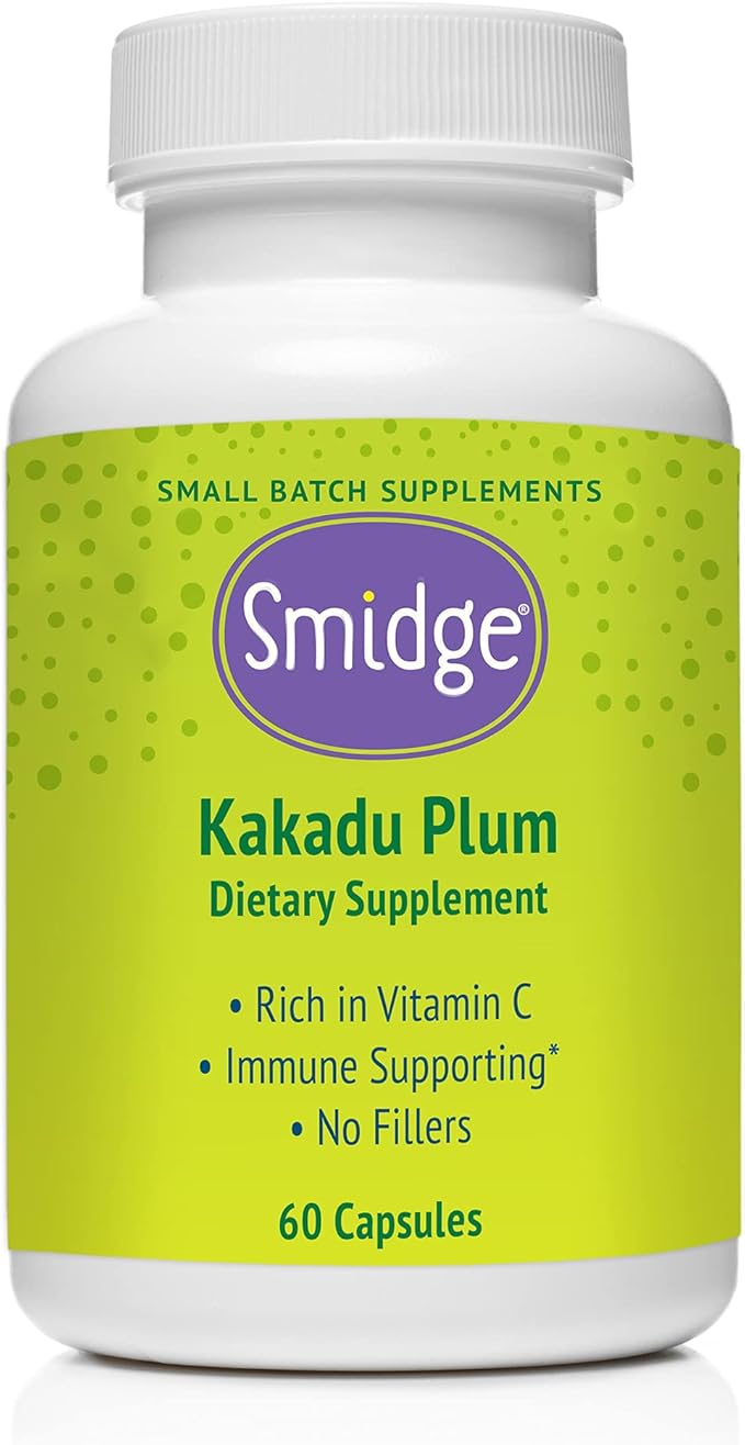 Smidge® Kakadu Plum Capsules, 60 ct. Pure, Non-GMO Vitamin C from Australian Kakadu Plum. No Fillers, No Ascorbic Acid