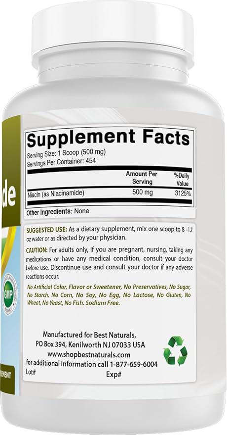 Best Naturals Niacinamide (Vitamin B3) Pure Powder 8 OZ