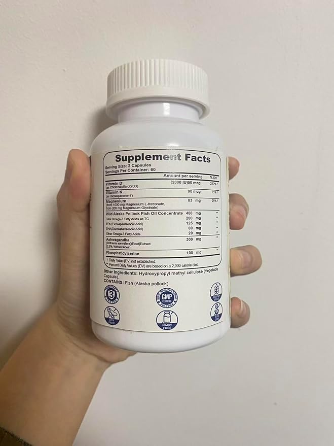 Magnesium L-Threonate, 2000mg Magnesium Supplement - Non-GMO, Gluten-Free, 120 Capsules