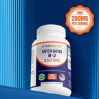 Vitamatic Vitamin B2 (Riboflavin) 250 mg - 200 Capsules Support Cellular Energy & Red Blood Cell Production