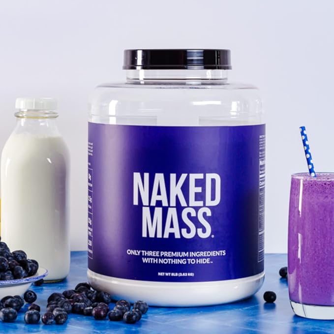 NAKED Chocolate Mass Gainer - All Natural Weight Gainer Protein Powder - 8lb Bulk, GMO Free, Gluten Free & Soy Free. No Artificial Ingredients - 1,360 Calories