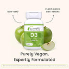 EZ Melts Dissolvable Vitamin D3 5,000 IU - Vegan Vitamin D Supplement for Bone & Teeth Support - No Artificial Flavors - Plant-Based & Non-GMO - Green Apple - 90 Dissolvable Tablets (90 Servings)