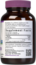 Bluebonnet Nutrition Albion Chelated Copper, Nervous System & Immune Health*, Soy-Free, Gluten-Free, Non-GMO, Kosher Certified, Dairy-Free, Vegan, 90 Vegetable Capsules, 90 Servings