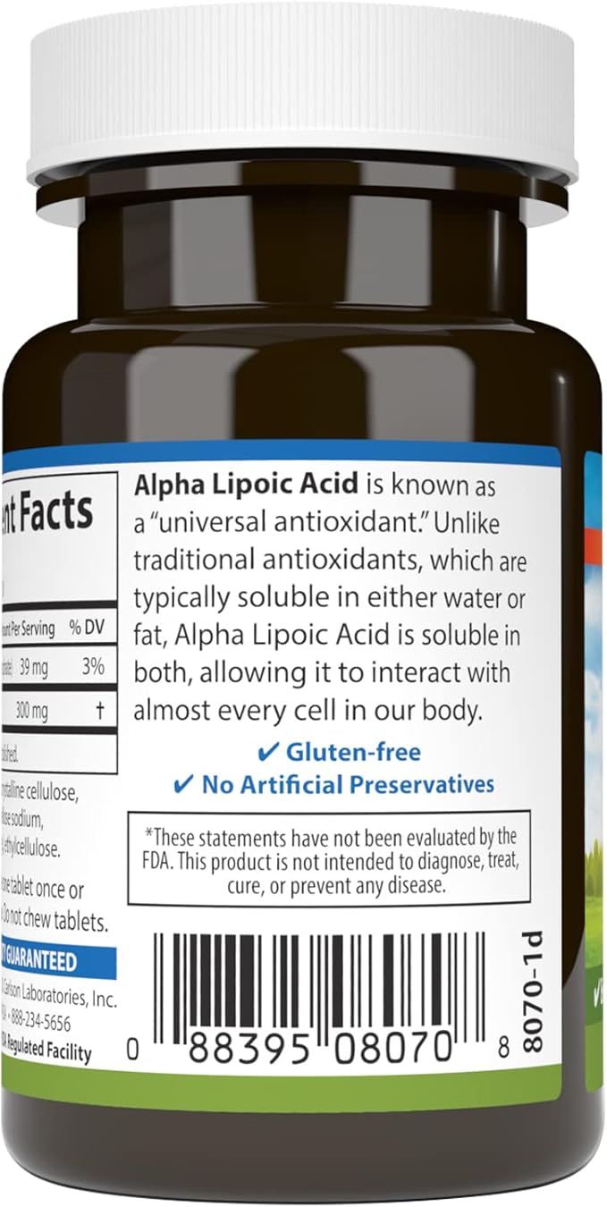 Carlson - Alpha Lipoic Acid, 300 mg, Energy Production, Universal Antioxidant, 30 Tablets (Pack of 2)