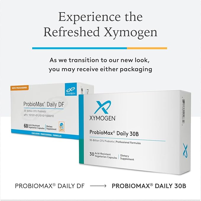 XYMOGEN ProbioMax Daily 30B - Probiotics for Digestive Health Support - Lactobacillus Acidophilus & Bifidobacterium Lactis HN019 - Vegetarian, Gluten-Free & Non-GMO - 60 Capsules