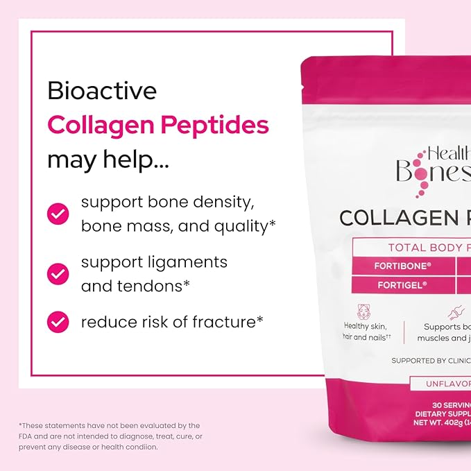 FORTIBONE® Premium Bone Health Collagen Peptides w/FORTIGEL®, VERISOL®, TENDOFORTE® | Clinically-Supported for Bones Joints Skin Hair Nails | Hydrolyzed Collagen Anti-Aging Formula | 90 Servings