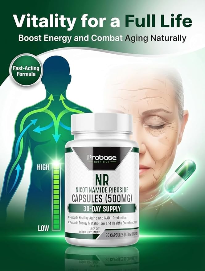 Probase Nutrition Nicotinamide Riboside - NAD Supplement to Boost Levels of NAD 30ct/500mg, 30-Day Supply