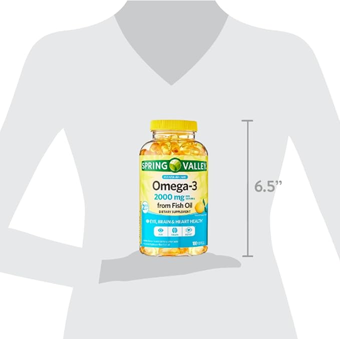 Spring Valley Omega 3 Fish Oil Maximum 2000mg 180 Softgels + me Gusta Sticker