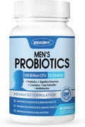 ZEBORA Probiotics for Men - 100 Billion CFU with Digestive Enzymes, Saw Palmetto & Cranberry for Prostate Support - Shelf Stable, Gluten-Free Men's Daily Supplement - 90 Veggie Capsules