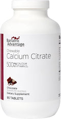 Bariatric Advantage Calcium Citrate Chewable 500 mg - for Bariatric Surgery Patients - High-Potency, Easy-Digest Tablets - Calcium Citrate - Bone Strength Supplements* - Chocolate - 90 Count